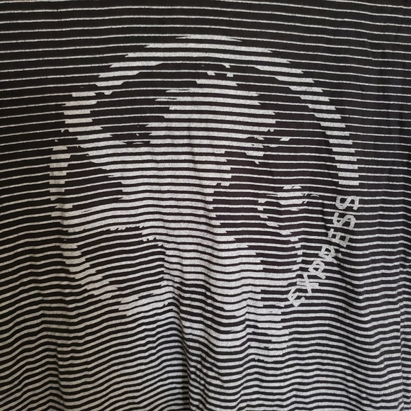 Express Y2K Lion Graphic T-Shirt Black Gray Stripe XS - Picture 2 of 6